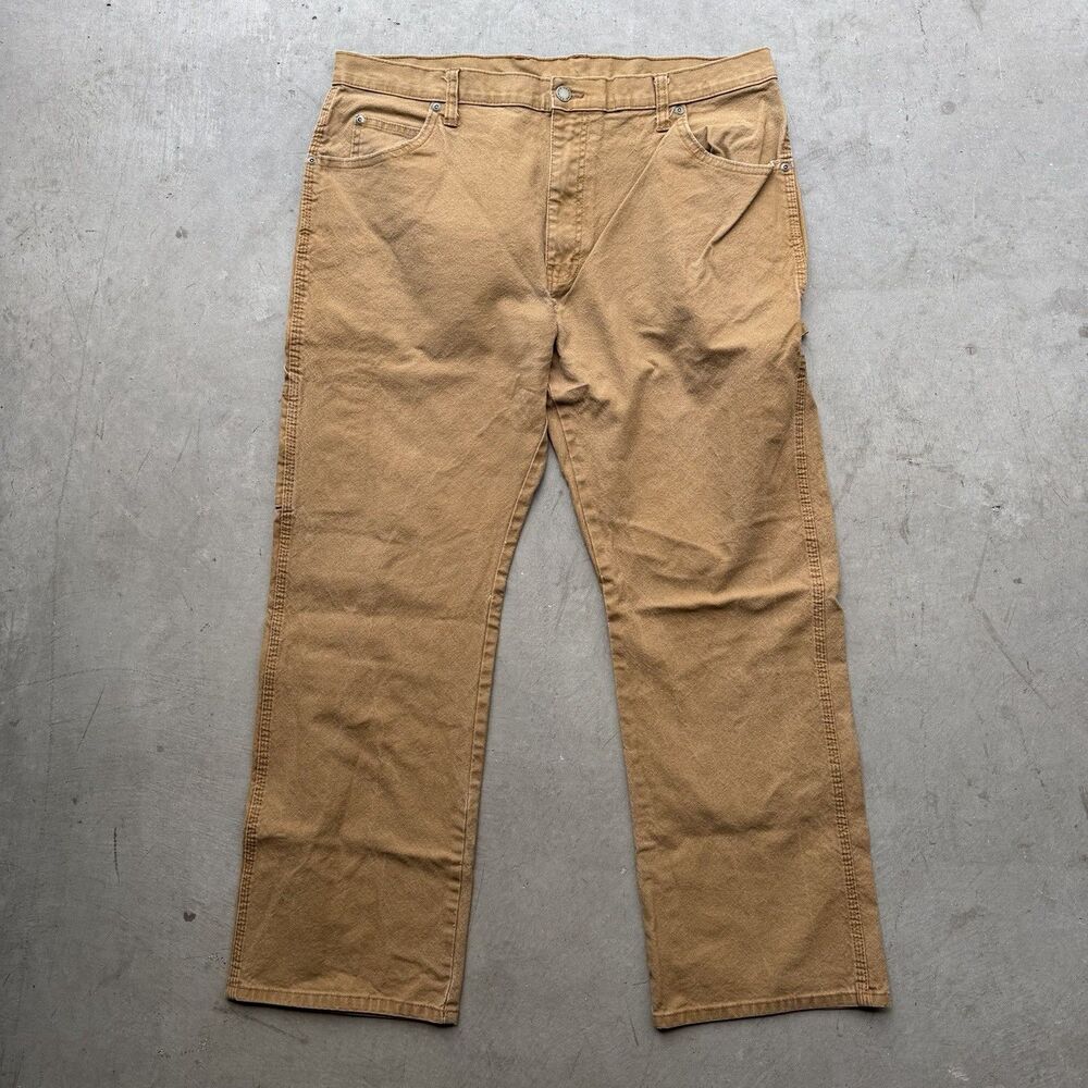 Vintage Dickies Carpenter Pants 36 x 30 Brown Duck Canvas Workwear Utility Jeans